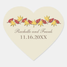 Autumn Leaves Border Wedding Stickers, Yellow/Red