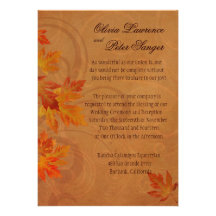 Autumn Leaves Fall Wedding metallic caramel Custom Invitation