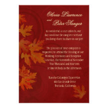 Autumn Leaves Fall Wedding metallic wine Custom Invitations