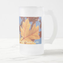 Autumn Leaves Glass Mugs Joy Peace Love