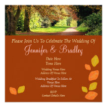 Autumn Leaves Wedding Personalised Invitations