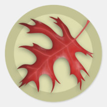 Autumn Pin Oak Leaf Round Sticker