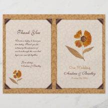 Autumn Pressed Flower Wedding Program Custom Flyer