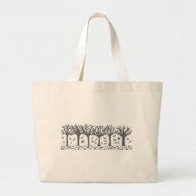 Autumn Trees with Falling Leaves Silhouette Bags