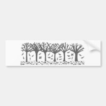 Autumn Trees with Falling Leaves Silhouette Bumper Sticker