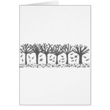 Autumn Trees with Falling Leaves Silhouette Card