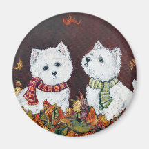 Autumn Westies Fridge Magnets