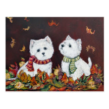 Autumn Westies Post Card