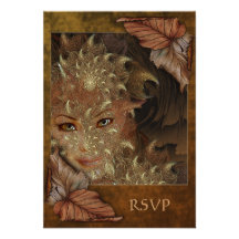 Autumn Wood Nymph RSVP Cards Personalized Announcements