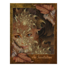 Autumn Wood Nymph Small Invitation