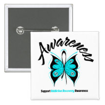 AWARENESS Butterfly Addiction Recovery Button