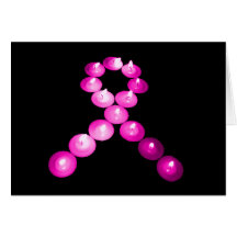 Awareness Ribbon Pink Candles Greeting Cards