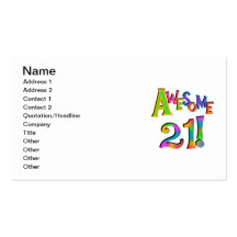 Awesome 21 Birthday T-shirts and Gifts Business Card Templates