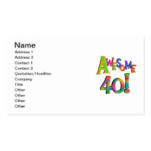 Awesome 40 Birthday T-shirts and Gifts Business Card Templates