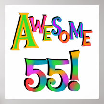 Awesome 55 Birthday T-shirts and Gifts Print