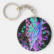 Awesome Neon Floral Design on Black Key Chain