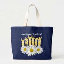 Awesome Teacher Thank You Tote with Kids and Daisi Tote Bags