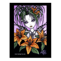 "Ayla" Gothic Tiger Lilly Fairy Postcard