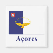 Azores Flag with Name in Portuguese Magnets