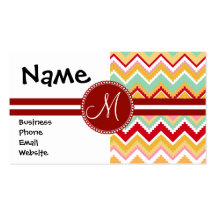 Aztec Andes Tribal Mountains Chevron Fiesta ZigZag Business Card Template
