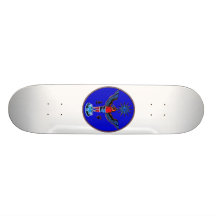 aztec blue style eagle sun symbols pagan design.pn skate decks