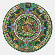 Aztec Calendar Round Stickers