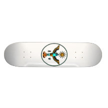 aztec clear orange blue eagle sun symbols pagan .p skate board decks