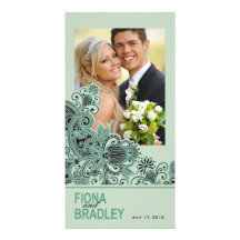 Aztec Paisley Thank You mint Customized Photo Card