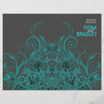 Aztec Paisley Wedding Program - teal charcoal Full Colour Flyer