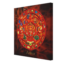 AZTECA ~ Mayan - Aztec Sun Calendar Art Print Canvas Print