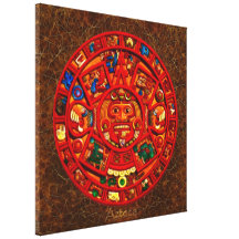 AZTECA ~ Mayan\Aztec Sun Calendar Art Print Stretched Canvas Prints