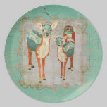 Azure & Amber Deer with Rose Owl Plate plates