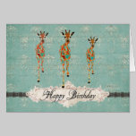 Azure & Amber Giraffes  Birthday  Card cards