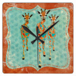 Azure & Amber Giraffes Clock