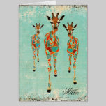 Azure & Amber Giraffes Name Notecard cards