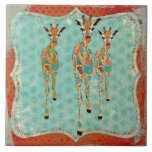 Azure & Amber Giraffes Tile tiles