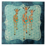 Azure & Amber Giraffes Tile tiles