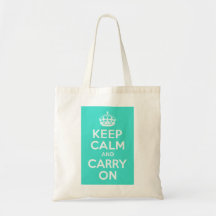 Azure and Turquoise Keep Calm and Carry On Bag