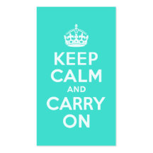 Azure and Turquoise Keep Calm and Carry On Business Card