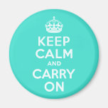 Azure and Turquoise Keep Calm and Carry On Magnet