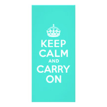 Azure and Turquoise Keep Calm and Carry On Custom Rack Card