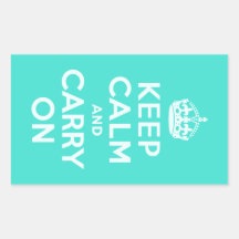 Azure and Turquoise Keep Calm and Carry On Sticker