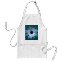 Azure Daisy on Dark Till Leather Texture Aprons