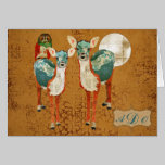 Azure Deer & Rose Owl Monogram Notecard cards