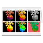 B-Ball Basketball Hoops Pop Art Greeting Cards