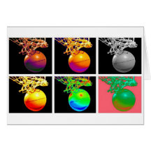 B-Ball Basketball Hoops Pop Art Greeting Cards