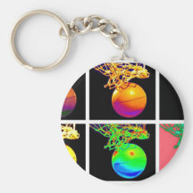 B-Ball Basketball Hoops Pop Art Key Chains