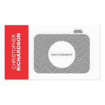 B&W CHEVRON STRIPES CAMERA LOGO Business Card
