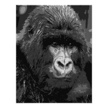 B&W Gorilla Face Invites