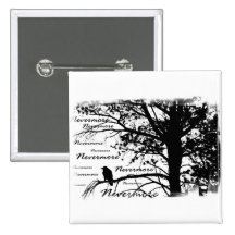 B&W Nevermore Raven Silhouette Pins